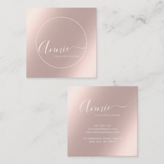 Faux Roos goudfolie schaafsel Vrouw Kunstenaar Vierkante Visitekaartje (Voorkant / Achterkant)