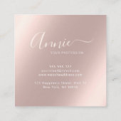 Faux Roos goudfolie schaafsel Vrouw Kunstenaar Vierkante Visitekaartje (Achterkant)