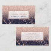 Faux roos goudglitter marmer marmer makeup visitekaartje (Voorkant / Achterkant)