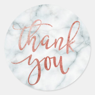 faux roos goudkalligrafie bedankt voor de marmer ronde sticker