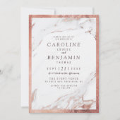 Faux roos goudmarmer luxe moderne bruiloft kaart (Voorkant)