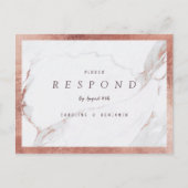Faux roos goudmarmer luxe moderne bruiloft RSVP Uitnodiging Briefkaart (Voorkant)