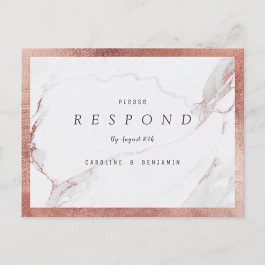 Faux roos goudmarmer luxe moderne bruiloft RSVP Uitnodiging Briefkaart (Voorkant)