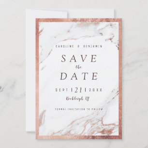 Faux roos goudmarmer modern redder datum save the date