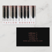 faux roos goudroze stippen pianist muziek visitekaartje (Voorkant / Achterkant)