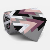 faux roos goudwitte marmer paars zwarte geometrisc stropdas (Opgerold)