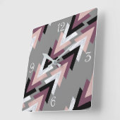 faux roos goudwitte marmer paars zwarte geometrisc vierkante klok (Hoek)