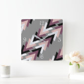 faux roos goudwitte marmer paars zwarte geometrisc vierkante klok (Huis)