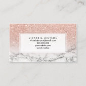 Faux roos roze glitter ombre white marmer visitekaartje (Achterkant)