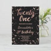Faux rose gold confetti splatters 21st Birthday Kaart (Staand voorkant)