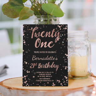 Faux rose gold confetti splatters 21st Birthday Kaart