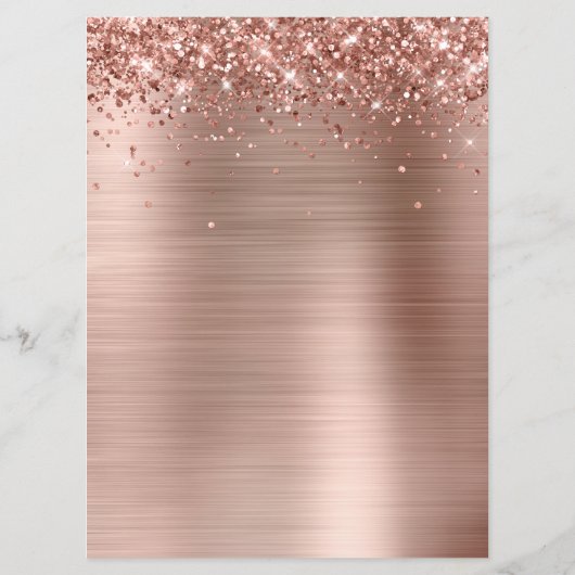Faux Rose Gold Glitter and Foil Cocktails Bar Menu (Achterkant)
