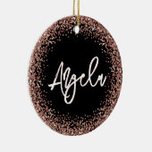 Faux Rose Gold Glitter Black Photo Keramisch Ornament (Rechts)