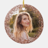 Faux Rose Gold Glitter Black Photo Keramisch Ornament (Achterkant)