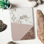 Faux Rose Gold Glitter Blush Pink Marble Monogram iPad Mini Cover<br><div class="desc">There's a party happening right here on this smart cover and you're uitnodiging ed to add your initials! Fabulously vals marble and blush pink leather effect with a rose gold glitter. Please note that all this is a printed effect - no pink animals, marbled criteria or rose gold glitters were...</div>