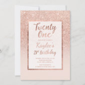 Faux rose gold glitter elegant chic 21st Birthday Kaart (Voorkant)