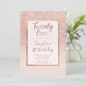 Faux rose gold glitter elegant chic 21st Birthday Kaart (Staand voorkant)