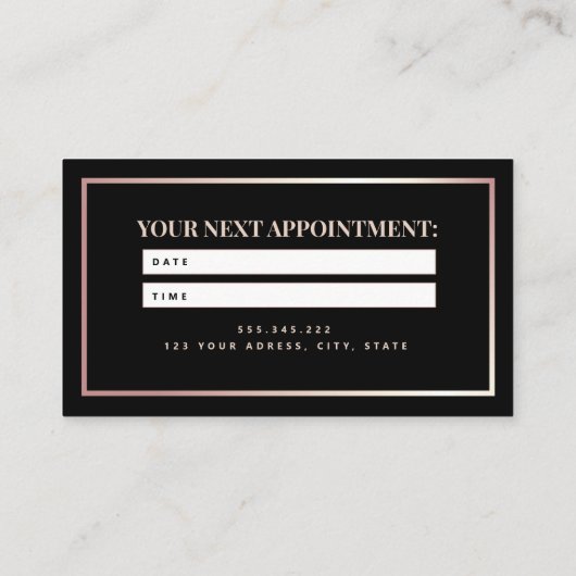 Faux rosegold foil elegant luxeontwerp afsprakenkaartje (Achterkant)