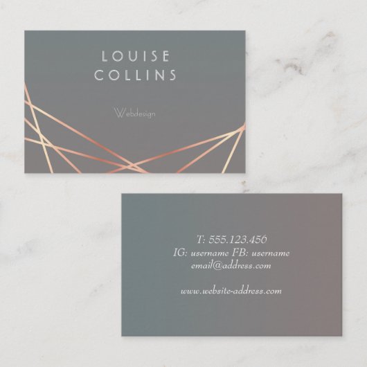 Faux rosegold spotlight visitekaartje (Voorkant / Achterkant)