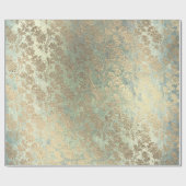 Faux Royal Gold Powder Floral Parly Mint Cadeaupapier (Vlak)