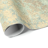 Faux Royal Gold Powder Floral Parly Mint Cadeaupapier (Rol Hoek)