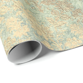 Faux Royal Gold Powder Floral Parly Mint Cadeaupapier