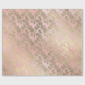 Faux Royal Gold Powder Floral Parly Pink Cadeaupapier (Vlak)
