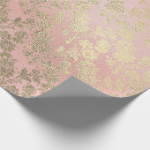Faux Royal Gold Powder Floral Parly Pink Cadeaupapier (Hoek)