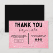 Faux roze en zwart glitter Dank u wel Media invoeg (Voorkant / Achterkant)