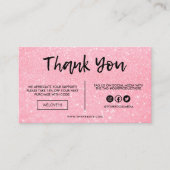 Faux roze en zwart glitter Dank u wel Media invoeg Visitekaartje (Voorkant)