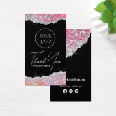 Faux roze glitter bijsluiter visitekaartje (Bureau)