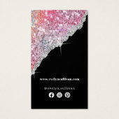 Faux roze glitter bijsluiter visitekaartje (Achterkant)