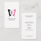 Faux roze glitter & Black Butterfly Visitekaartje (Voorkant / Achterkant)