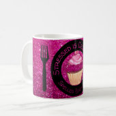 Faux Roze Glitter Cupcake Citaat Coffee Cup Mok (Voorkant links)