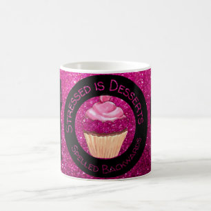 Faux Roze Glitter Cupcake Citaat Coffee Cup Mok
