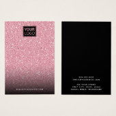 Faux roze glitter custom logo earing display card visitekaartje (Voorkant /achterkant)