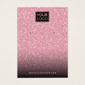 Faux roze glitter custom logo earing display card visitekaartje (Voorkant)