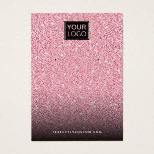 Faux roze glitter custom logo earing display card visitekaartje