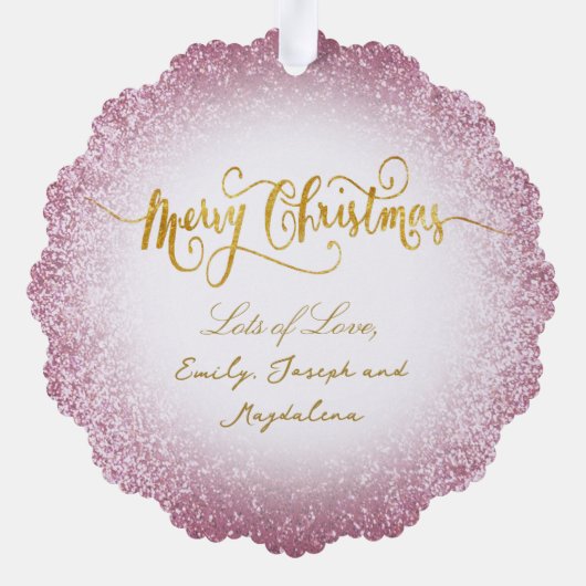 faux roze glitter effect nieuwe baby meisje ornament kaart (Achterkant)