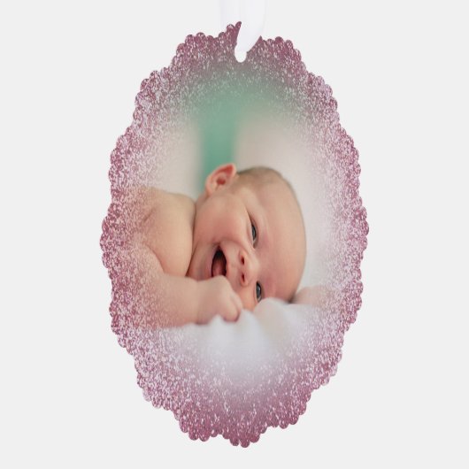 faux roze glitter effect nieuwe baby meisje ornament kaart (Rechts)