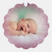 faux roze glitter effect nieuwe baby meisje ornament kaart (Voorkant)