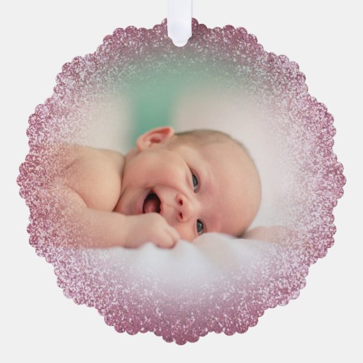 faux roze glitter effect nieuwe baby meisje ornament kaart (Voorkant)
