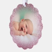 faux roze glitter effect nieuwe baby meisje ornament kaart (Links)
