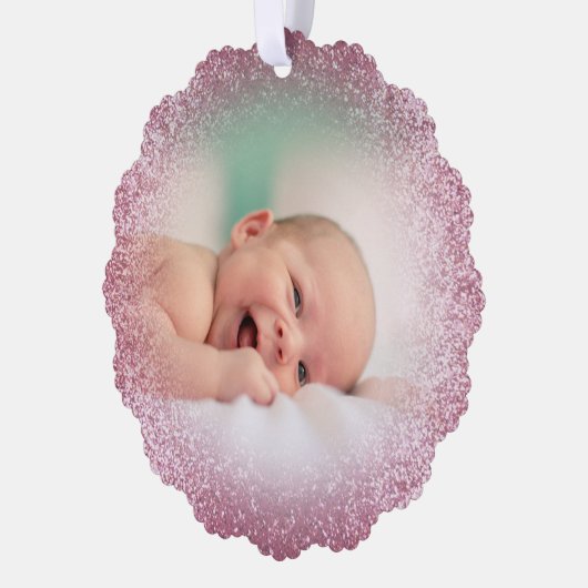 faux roze glitter effect nieuwe baby meisje ornament kaart (Links)