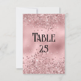Faux Roze Glitter en Folie Trouwtafel Nummer Kaart