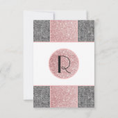  Faux Roze Glitter en Grijze Stof Kaart (Achterkant)