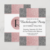  Faux Roze Glitter en Grijze Stof Kaart (Voorkant / Achterkant)