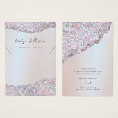 Faux roze glitter folie ketting display kaart (Voorkant /achterkant)