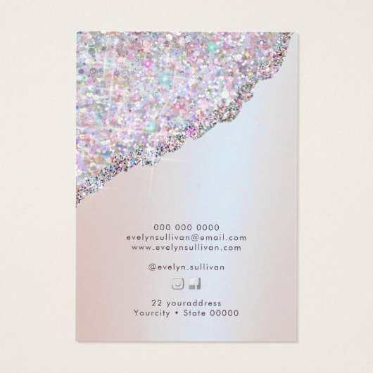 Faux roze glitter folie ketting display kaart (Achterkant)