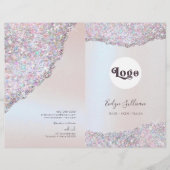 Faux roze glitter folie service menu folder (Voorkant)